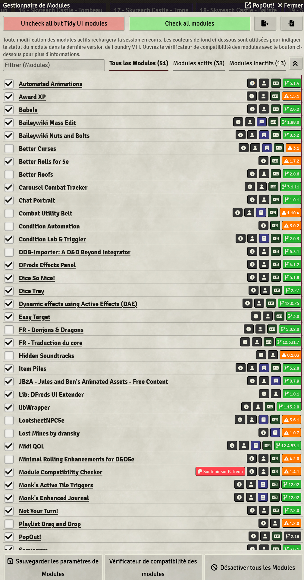 Liste modules Foundry
